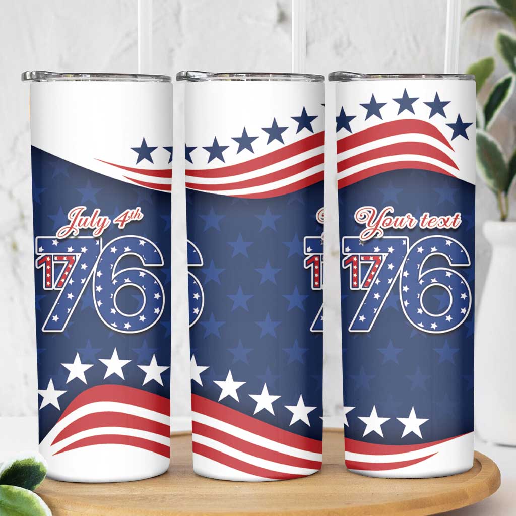 July 4th 1776 American Flag Vintage Personalized Skinny Tumbler USA Independence Day