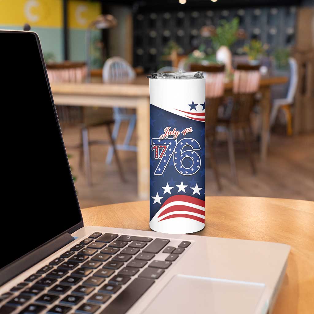 July 4th 1776 American Flag Vintage Personalized Skinny Tumbler USA Independence Day