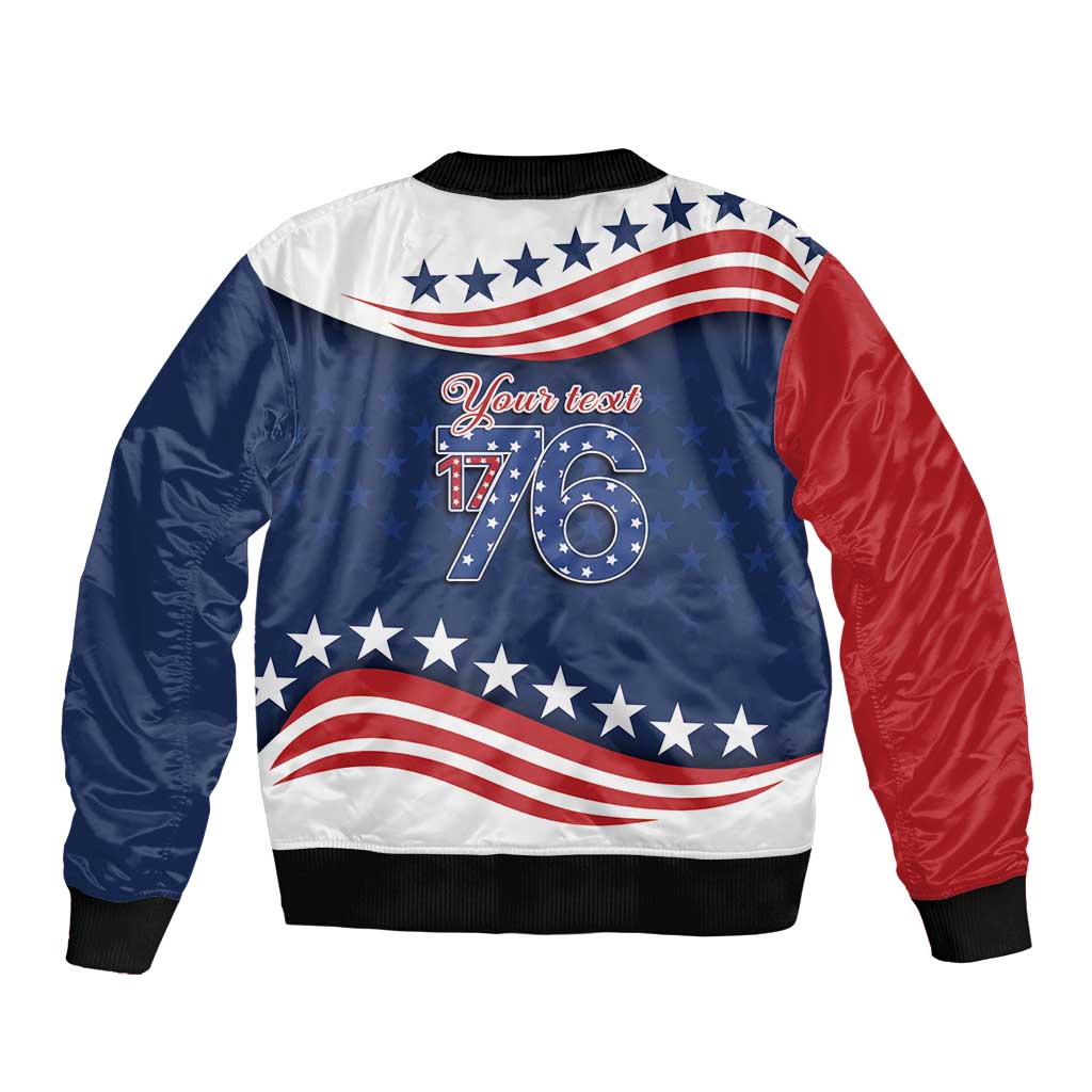 July 4th 1776 American Flag Vintage Personalized Sleeve Zip Bomber Jacket USA Independence Day