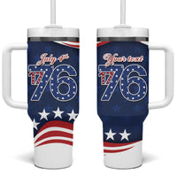 July 4th 1776 American Flag Vintage Personalized Tumbler With Handle USA Independence Day