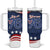 July 4th 1776 American Flag Vintage Personalized Tumbler With Handle USA Independence Day