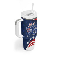 July 4th 1776 American Flag Vintage Personalized Tumbler With Handle USA Independence Day