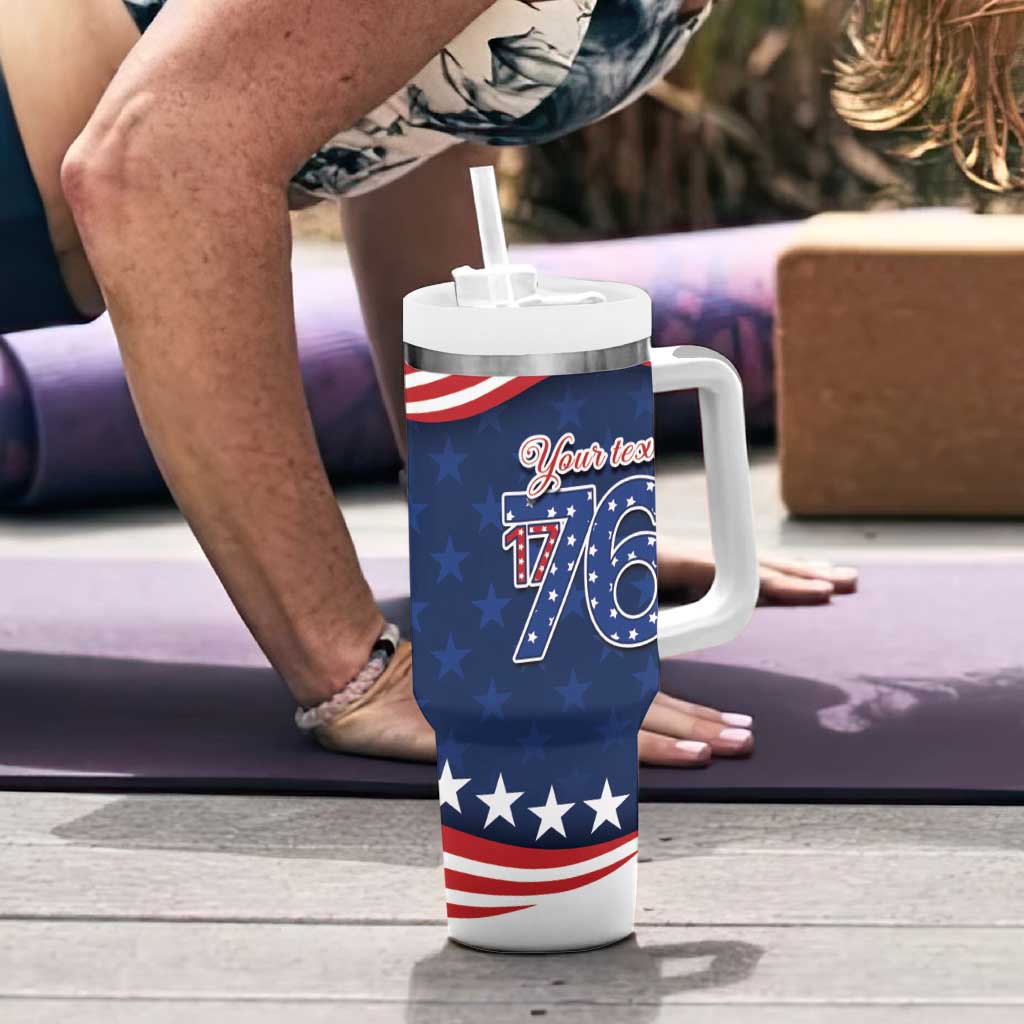July 4th 1776 American Flag Vintage Personalized Tumbler With Handle USA Independence Day