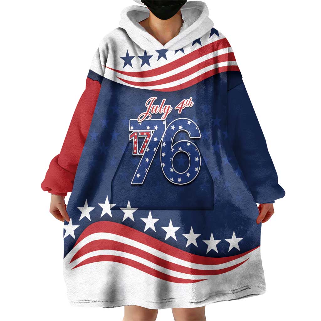 July 4th 1776 American Flag Vintage Personalized Wearable Blanket Hoodie USA Independence Day
