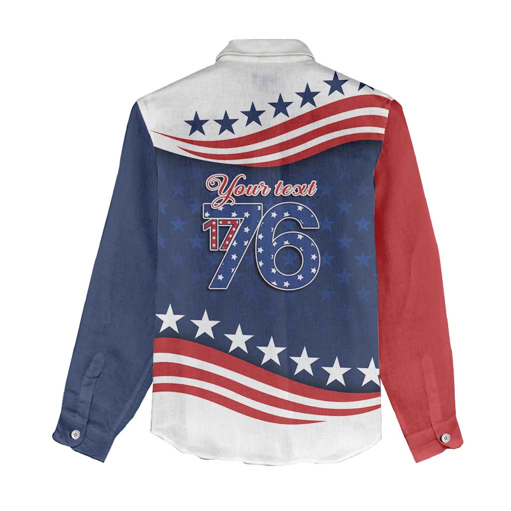 July 4th 1776 American Flag Vintage Personalized Women Casual Shirt USA Independence Day