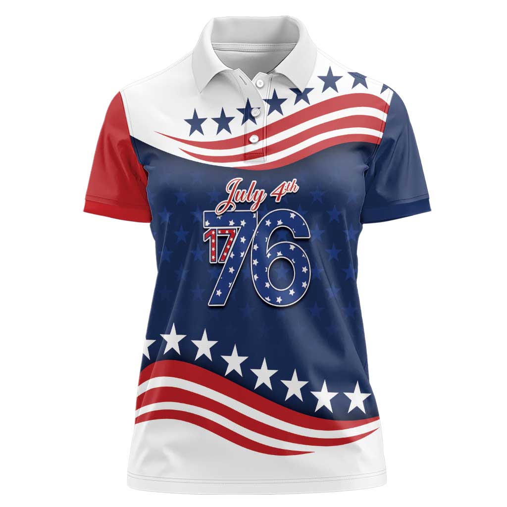 July 4th 1776 American Flag Vintage Personalized Women Polo Shirt USA Independence Day