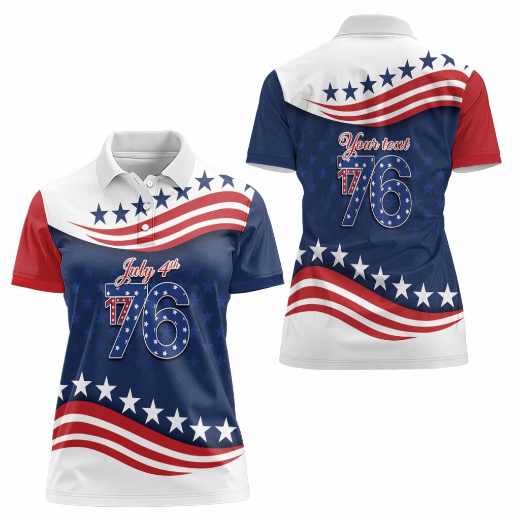 July 4th 1776 American Flag Vintage Personalized Women Polo Shirt USA Independence Day
