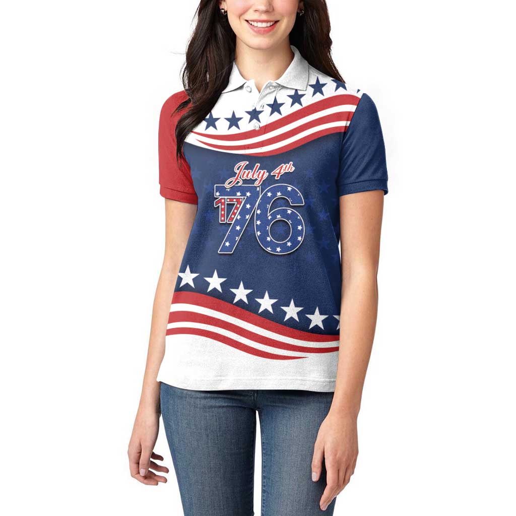 July 4th 1776 American Flag Vintage Personalized Women Polo Shirt USA Independence Day
