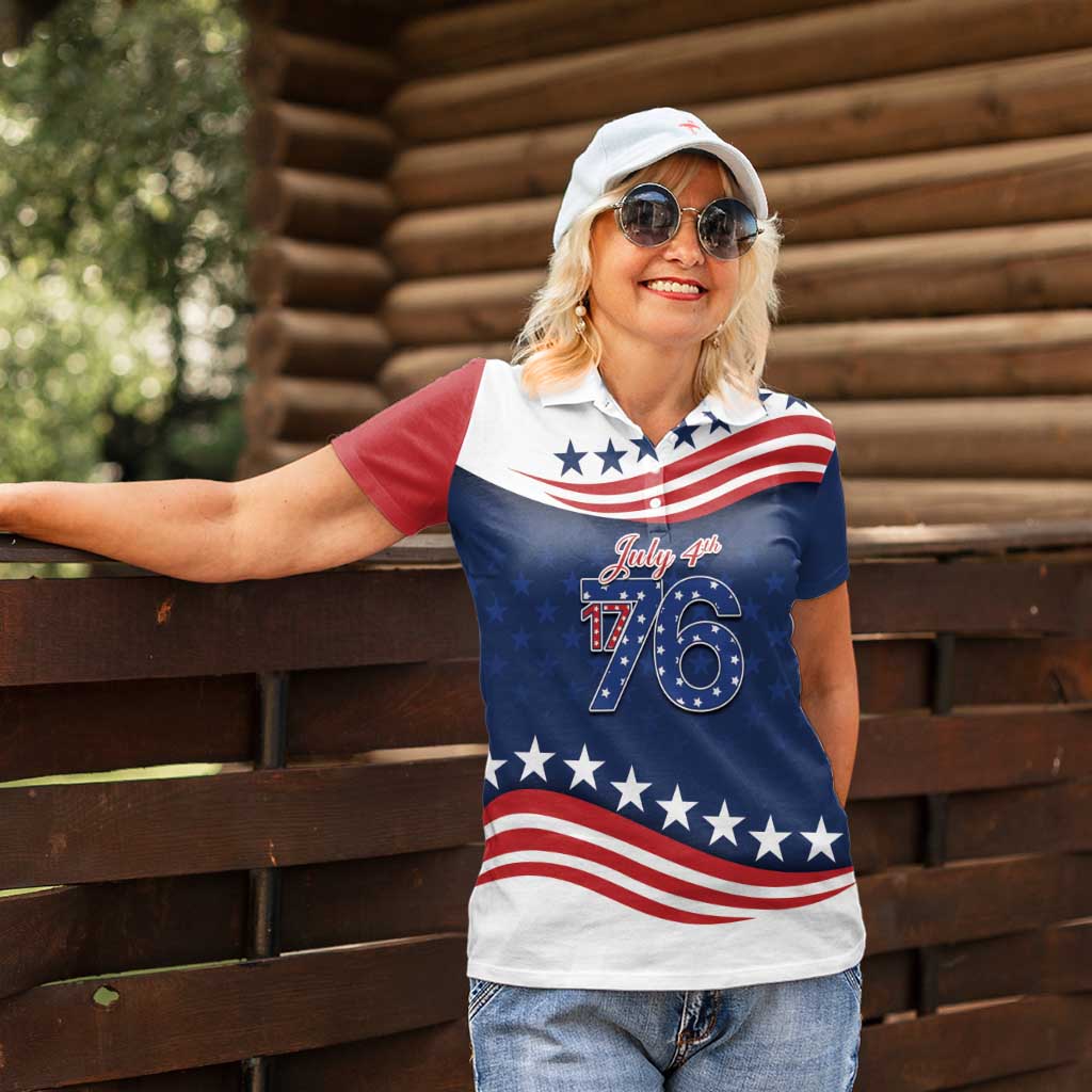 July 4th 1776 American Flag Vintage Personalized Women Polo Shirt USA Independence Day