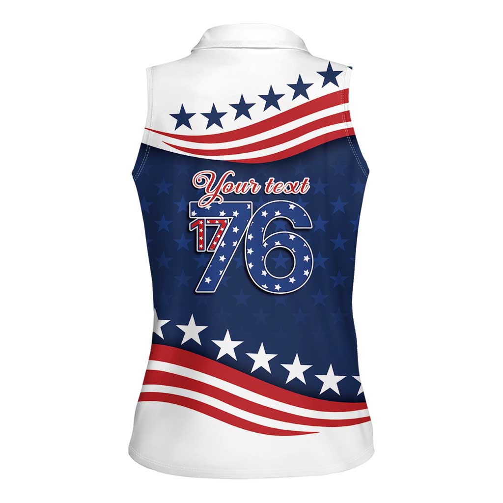 July 4th 1776 American Flag Vintage Personalized Women Sleeveless Polo Shirt USA Independence Day