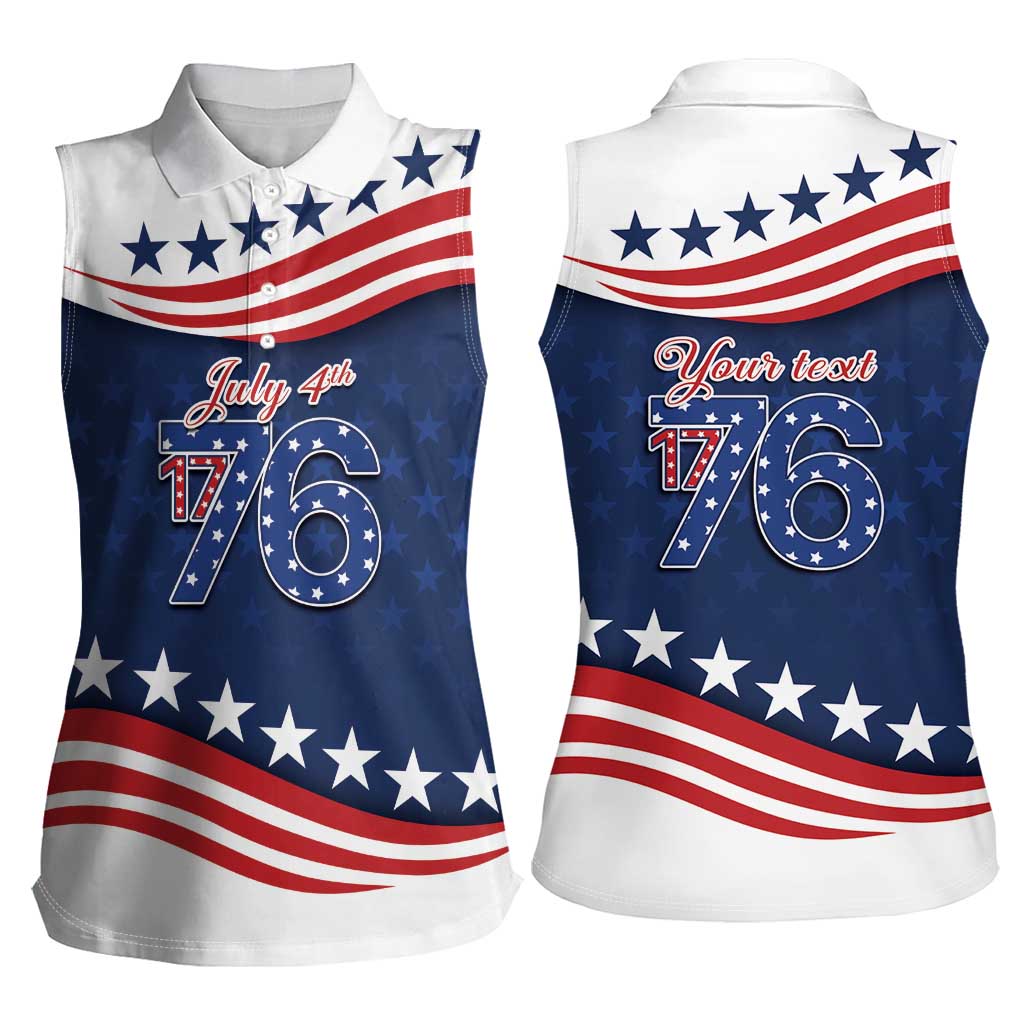 July 4th 1776 American Flag Vintage Personalized Women Sleeveless Polo Shirt USA Independence Day