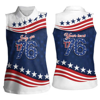 July 4th 1776 American Flag Vintage Personalized Women Sleeveless Polo Shirt USA Independence Day