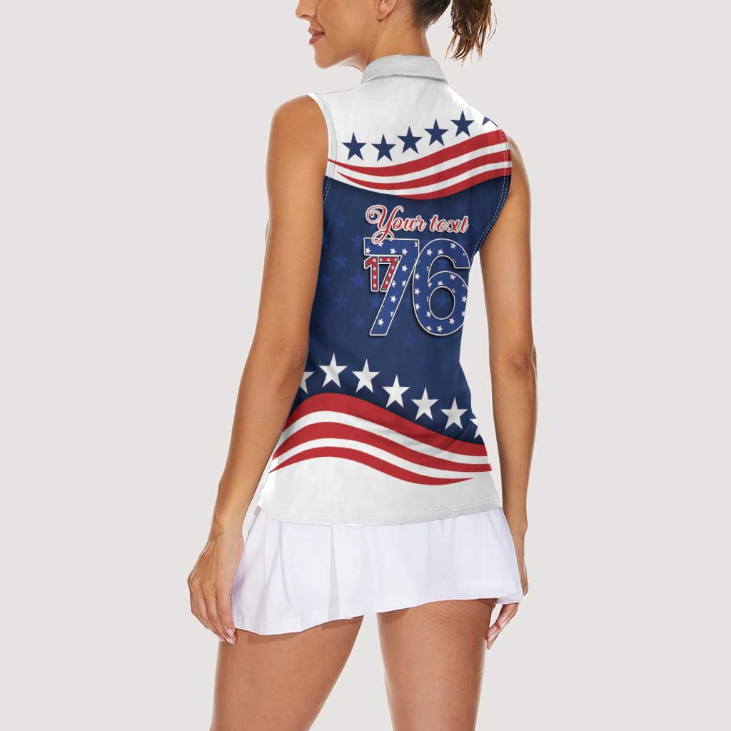 July 4th 1776 American Flag Vintage Personalized Women Sleeveless Polo Shirt USA Independence Day