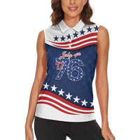 July 4th 1776 American Flag Vintage Personalized Women Sleeveless Polo Shirt USA Independence Day