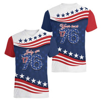 July 4th 1776 American Flag Vintage Personalized Women V-Neck T-Shirt USA Independence Day