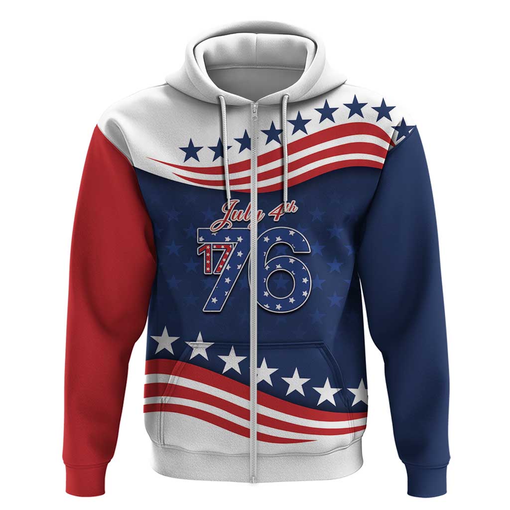 July 4th 1776 American Flag Vintage Personalized Zip Hoodie USA Independence Day