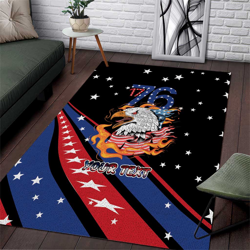 Personalized America History Began 4th of July Area Rug Fire Bald Eagle US Flag