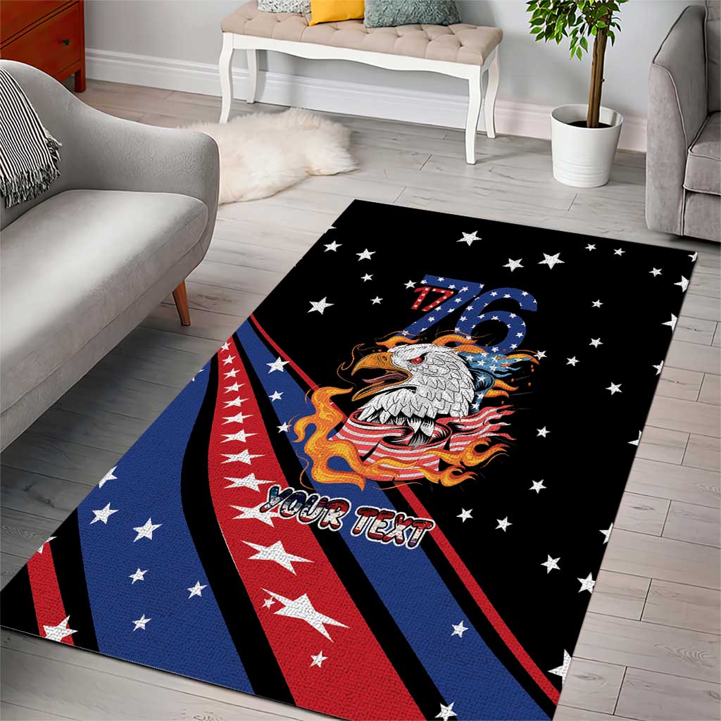 Personalized America History Began 4th of July Area Rug Fire Bald Eagle US Flag
