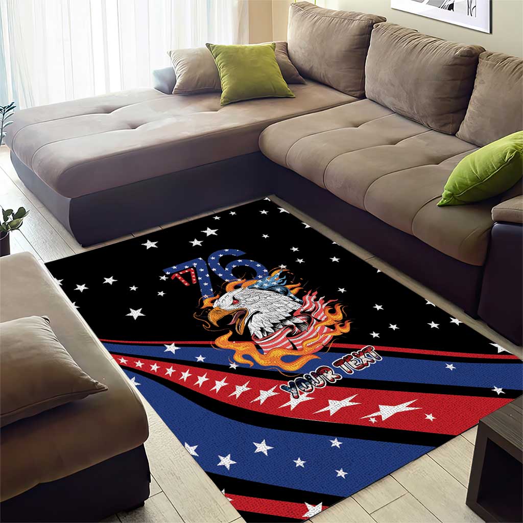 Personalized America History Began 4th of July Area Rug Fire Bald Eagle US Flag