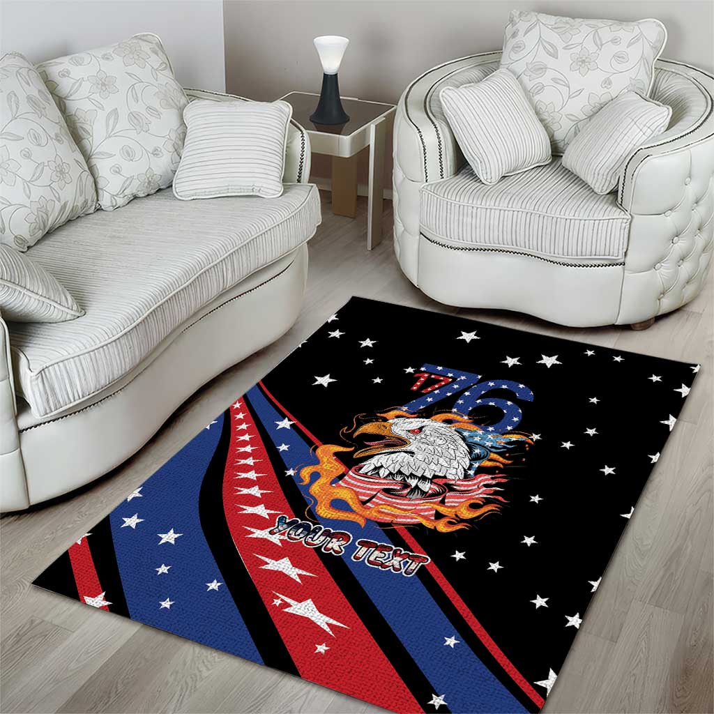 Personalized America History Began 4th of July Area Rug Fire Bald Eagle US Flag