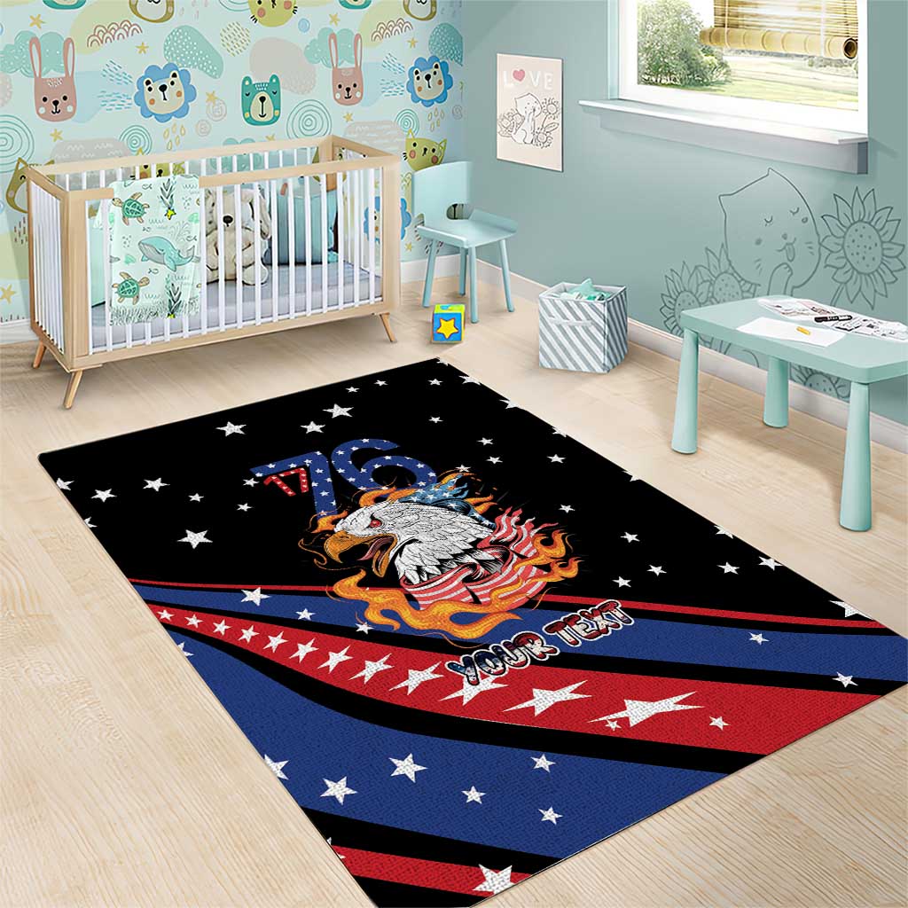 Personalized America History Began 4th of July Area Rug Fire Bald Eagle US Flag