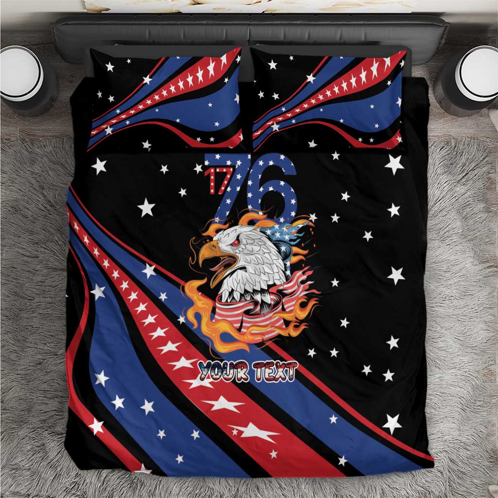 Personalized America History Began 4th of July Bedding Set Fire Bald Eagle US Flag
