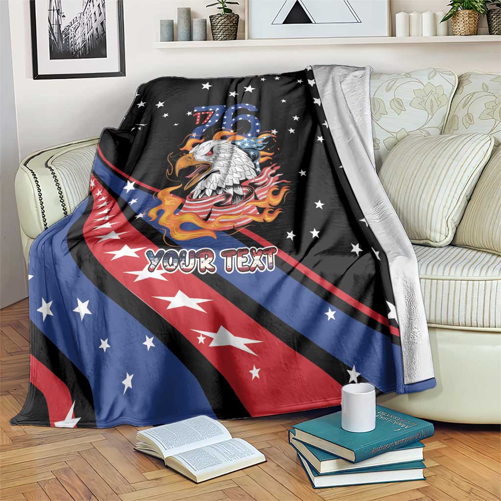 Personalized America History Began 4th of July Blanket Fire Bald Eagle US Flag