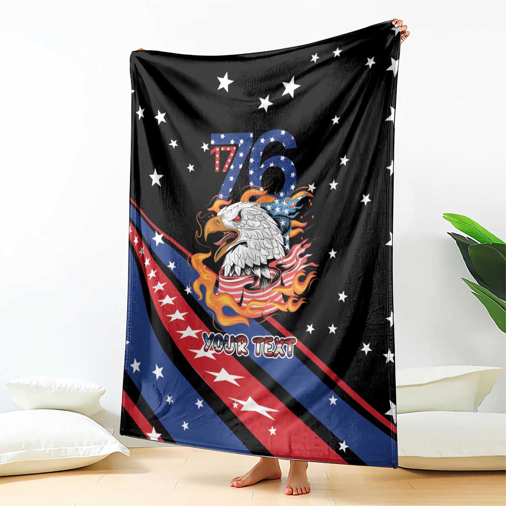 Personalized America History Began 4th of July Blanket Fire Bald Eagle US Flag
