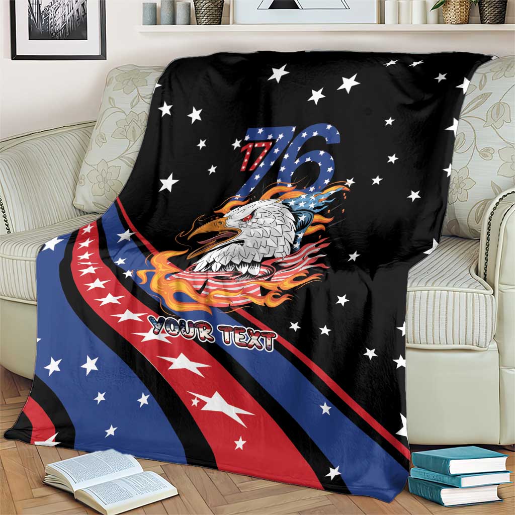 Personalized America History Began 4th of July Blanket Fire Bald Eagle US Flag