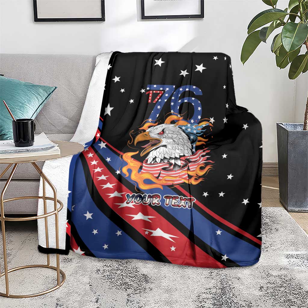 Personalized America History Began 4th of July Blanket Fire Bald Eagle US Flag