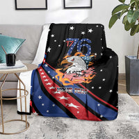 Personalized America History Began 4th of July Blanket Fire Bald Eagle US Flag