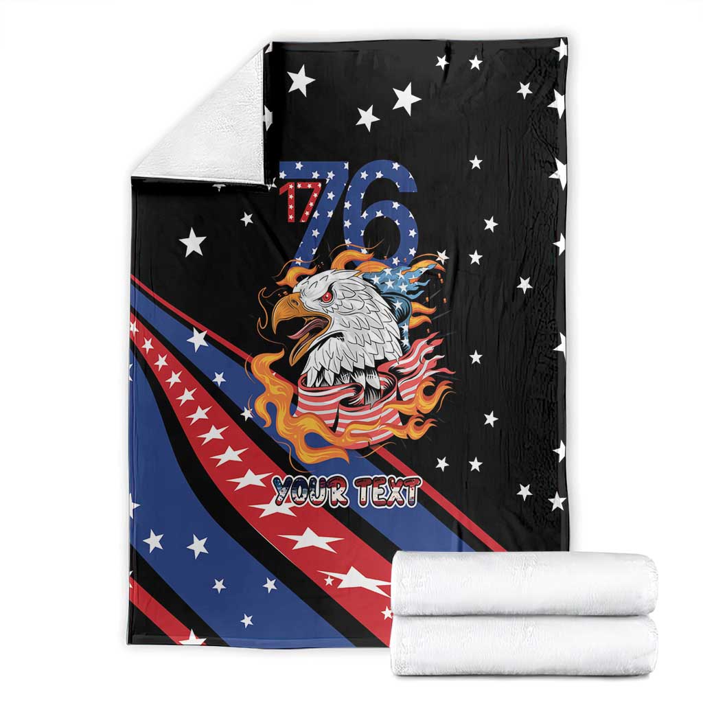 Personalized America History Began 4th of July Blanket Fire Bald Eagle US Flag