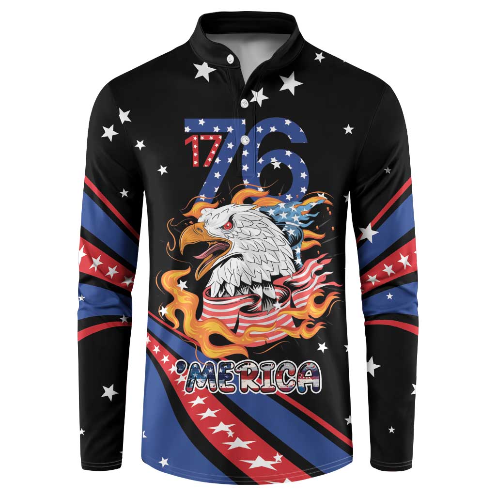 Personalized America History Began 4th of July Button Sweatshirt Fire Bald Eagle US Flag