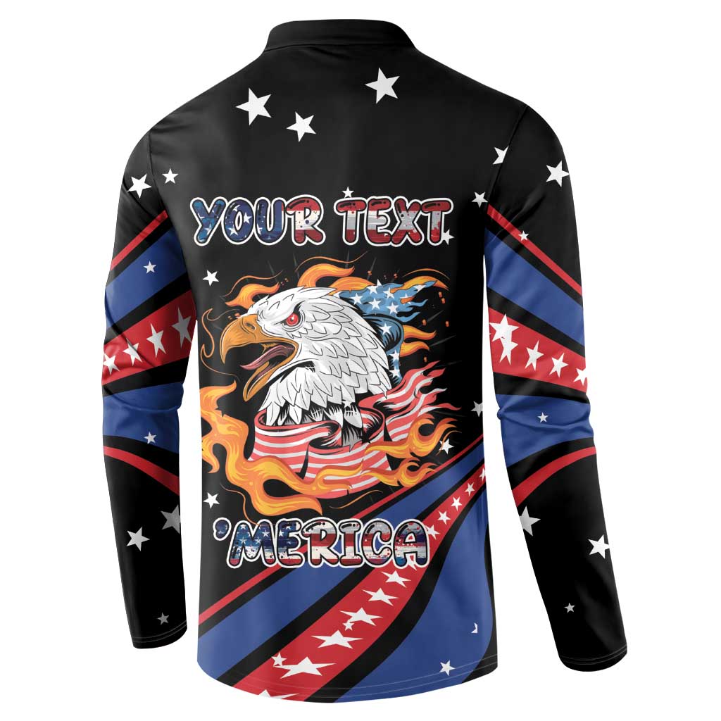 Personalized America History Began 4th of July Button Sweatshirt Fire Bald Eagle US Flag