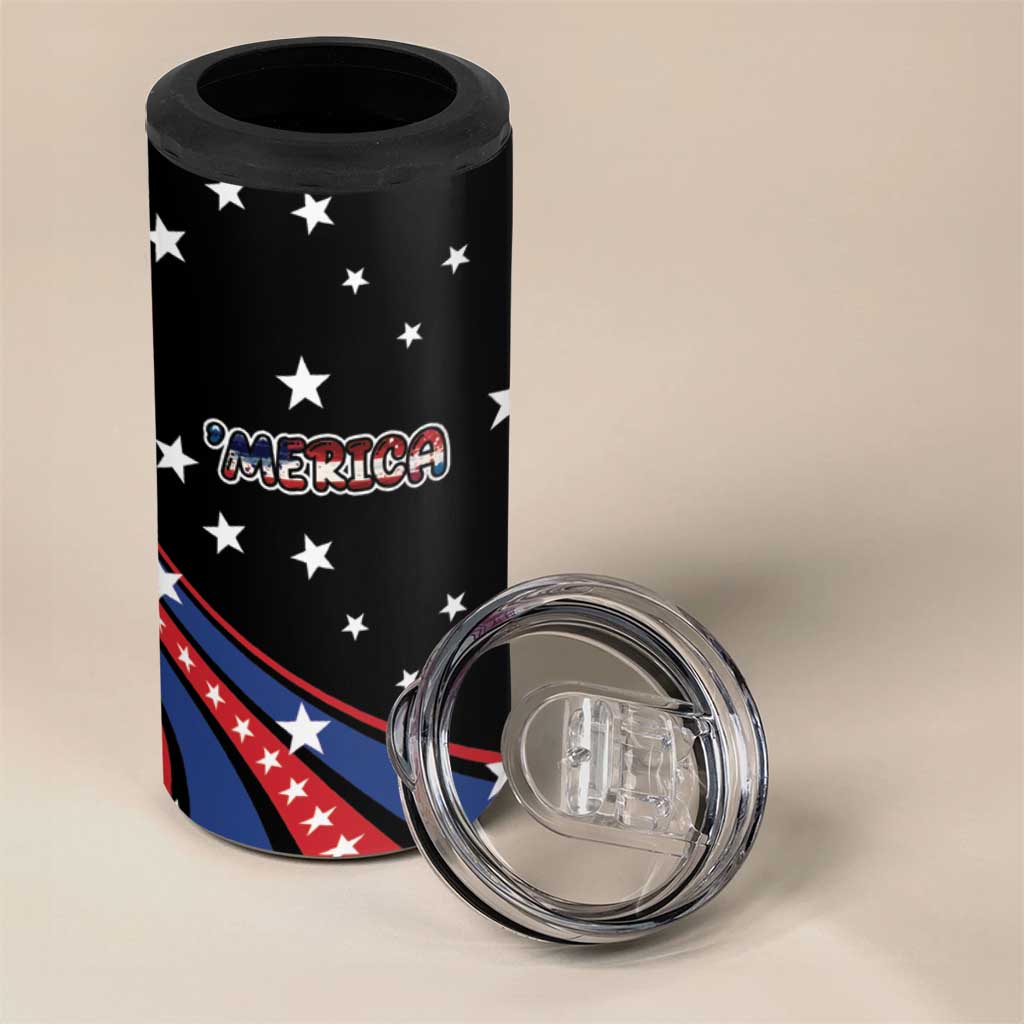 Personalized America History Began 4th of July 4 in 1 Can Cooler Tumbler Fire Bald Eagle US Flag