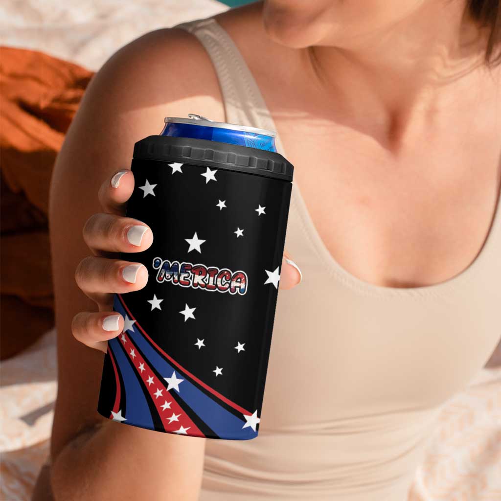 Personalized America History Began 4th of July 4 in 1 Can Cooler Tumbler Fire Bald Eagle US Flag