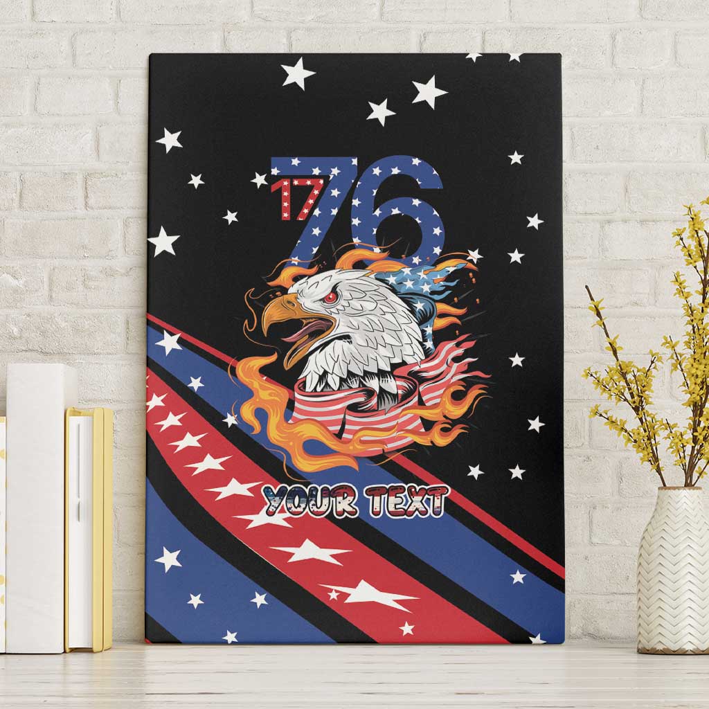 Personalized America History Began 4th of July Canvas Wall Art Fire Bald Eagle US Flag