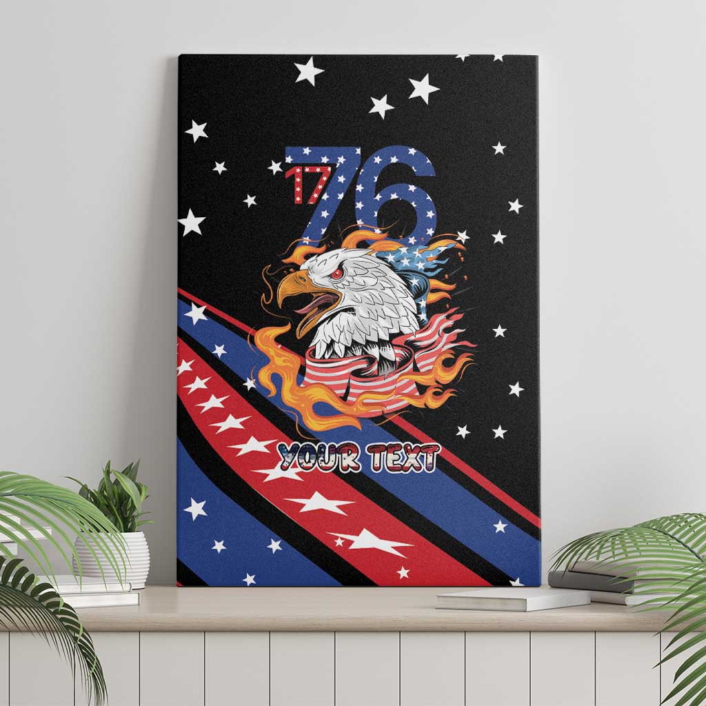 Personalized America History Began 4th of July Canvas Wall Art Fire Bald Eagle US Flag