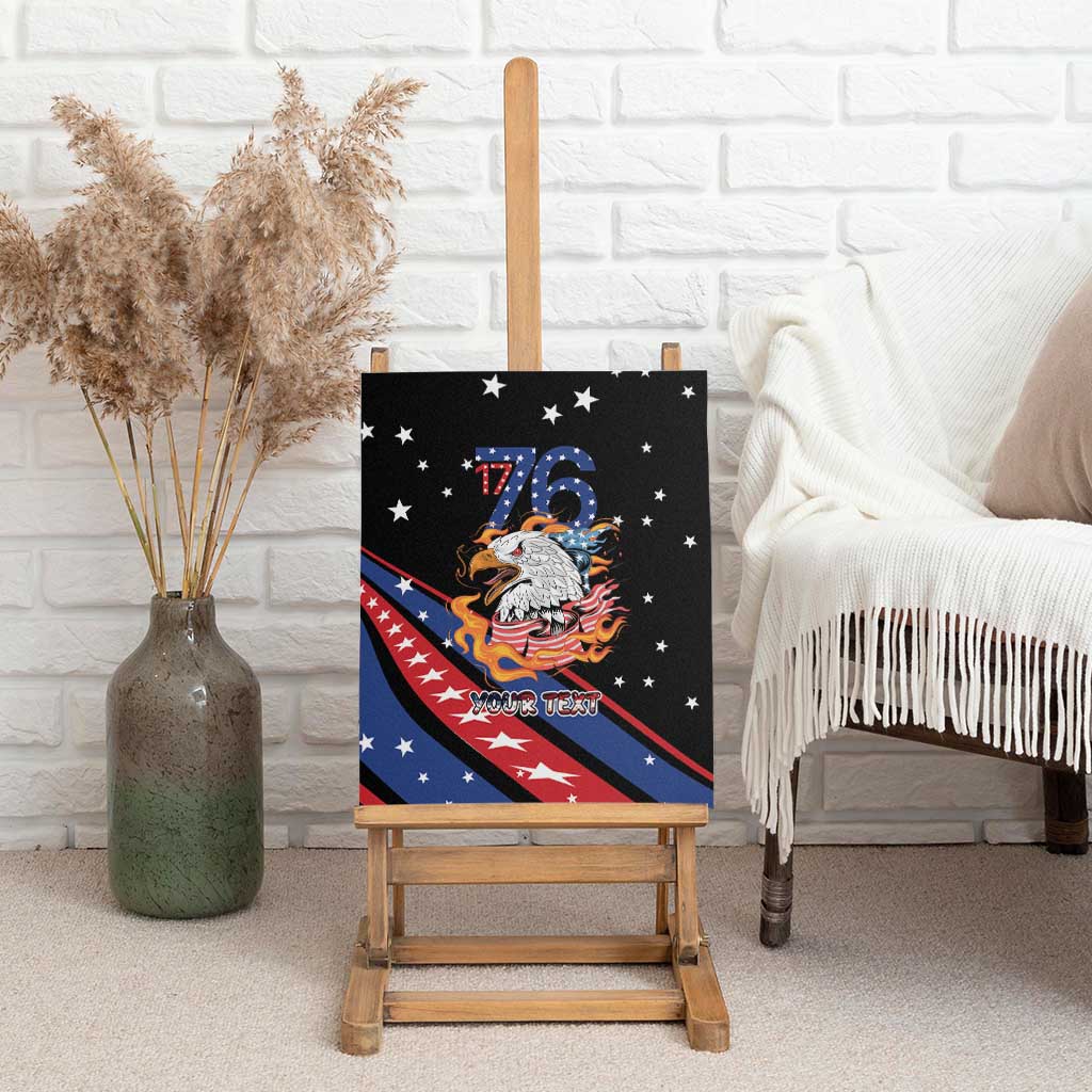 Personalized America History Began 4th of July Canvas Wall Art Fire Bald Eagle US Flag