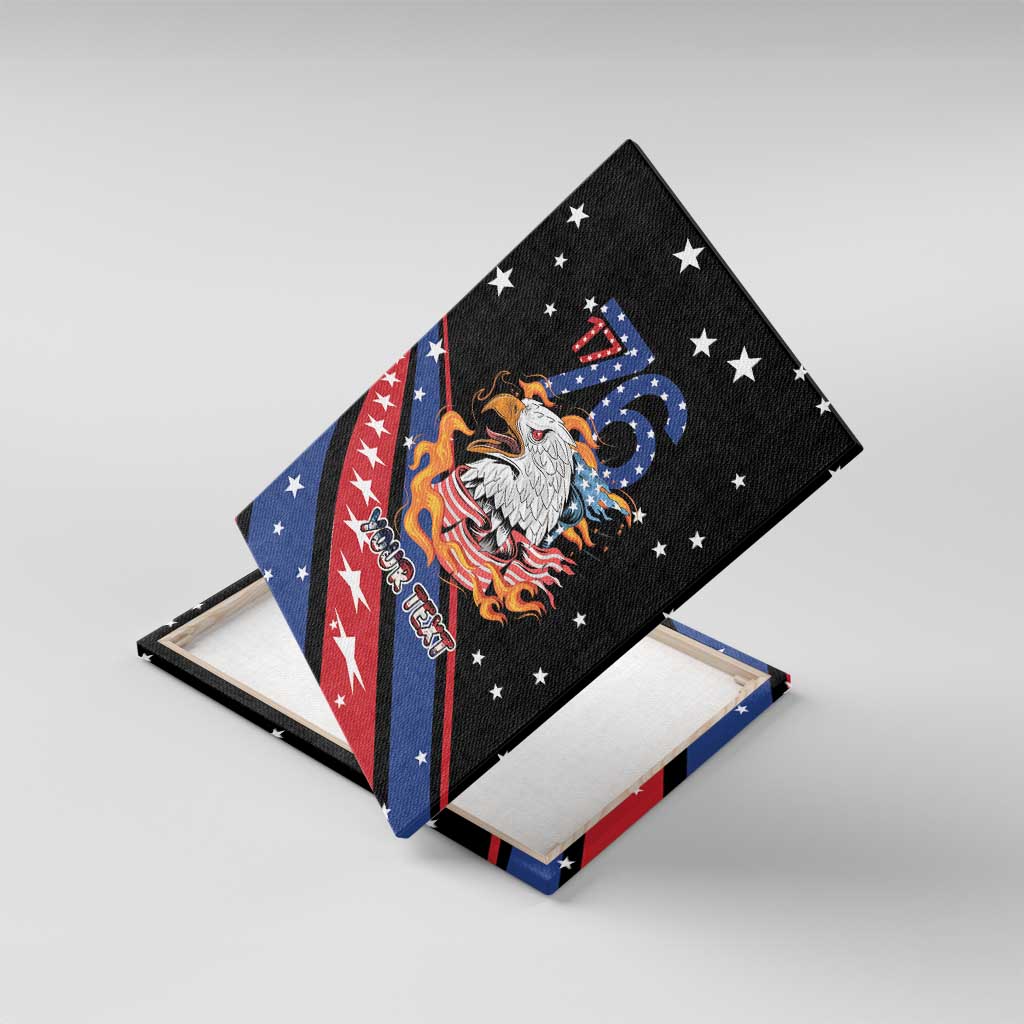 Personalized America History Began 4th of July Canvas Wall Art Fire Bald Eagle US Flag
