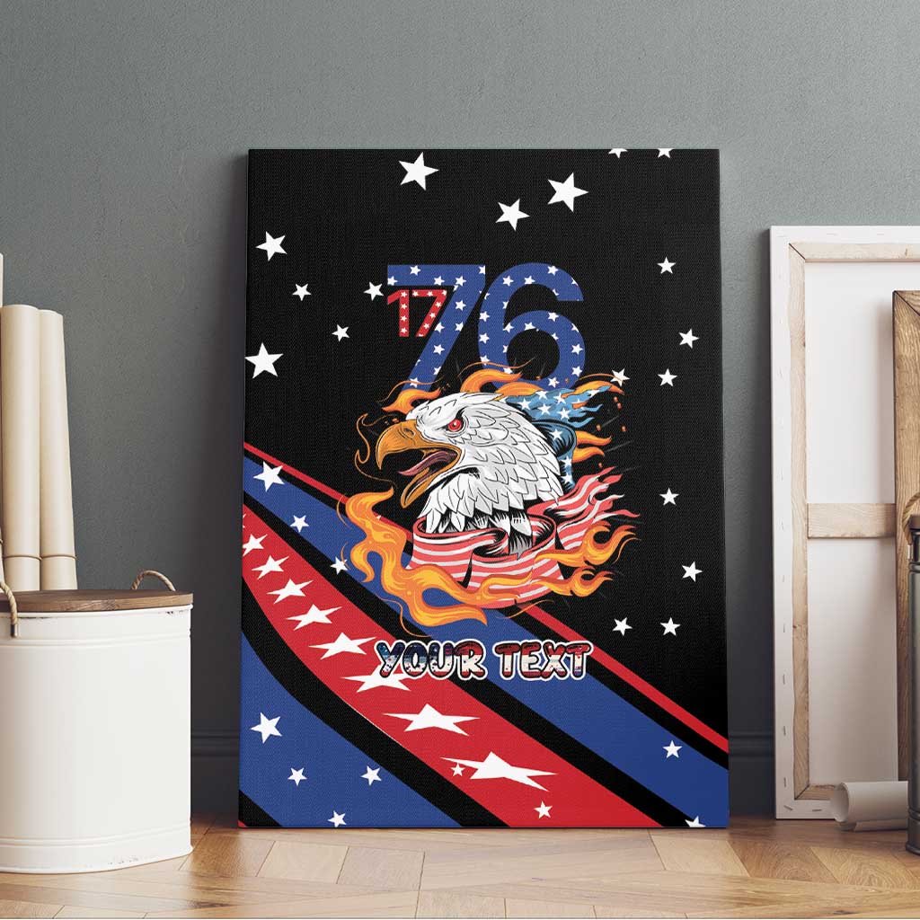 Personalized America History Began 4th of July Canvas Wall Art Fire Bald Eagle US Flag