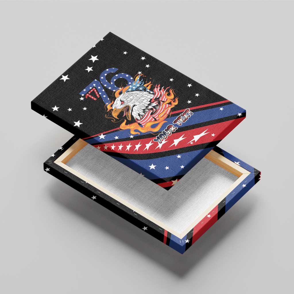 Personalized America History Began 4th of July Canvas Wall Art Fire Bald Eagle US Flag