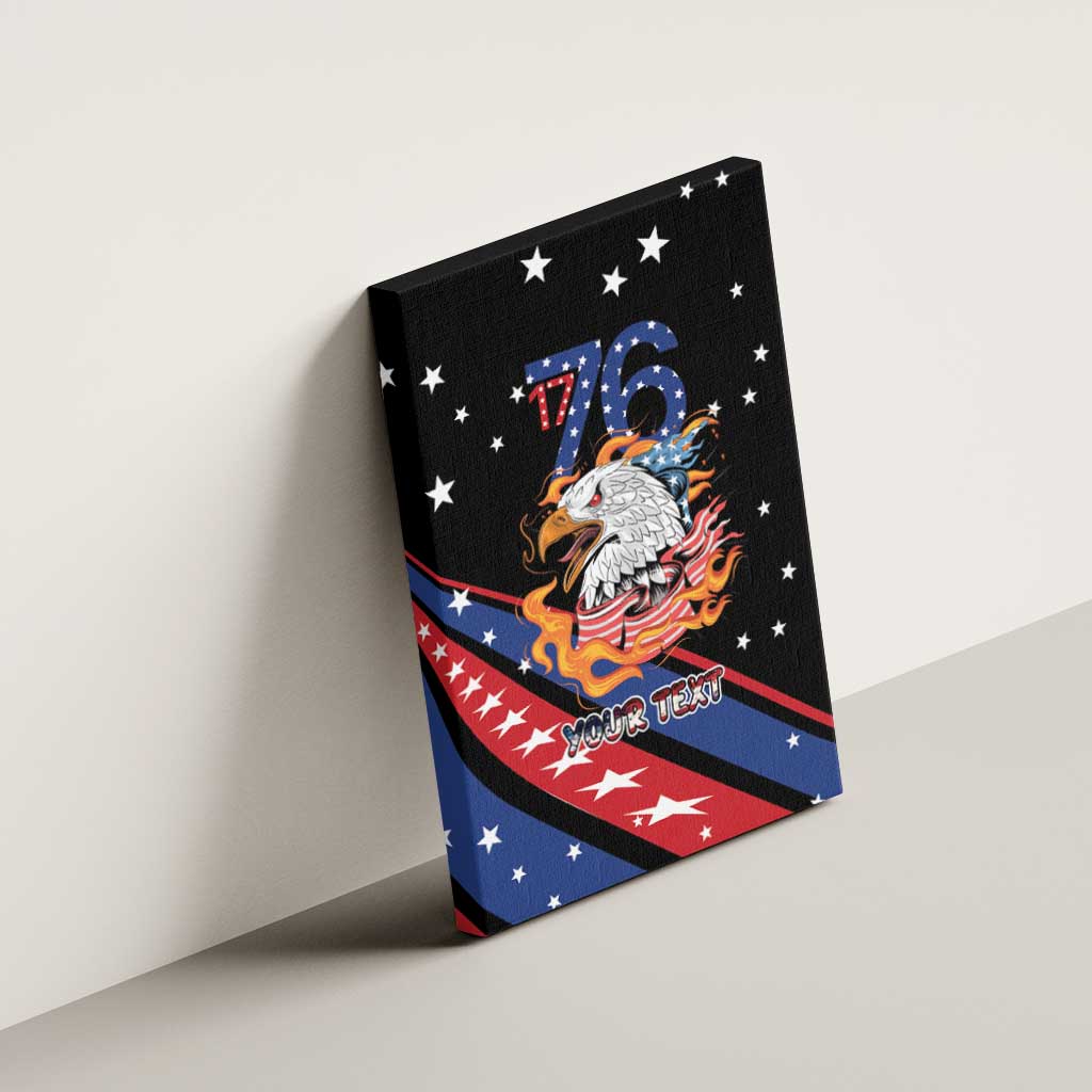 Personalized America History Began 4th of July Canvas Wall Art Fire Bald Eagle US Flag