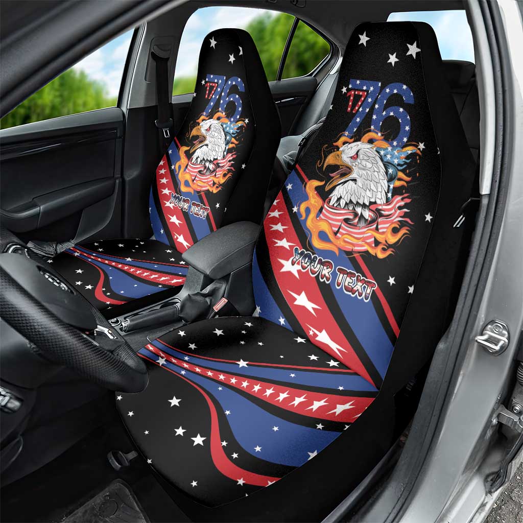 Personalized America History Began 4th of July Car Seat Cover Fire Bald Eagle US Flag