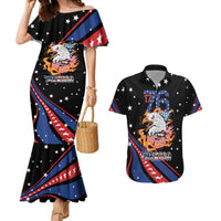 Personalized America History Began 4th of July Couples Matching Mermaid Dress and Hawaiian Shirt Fire Bald Eagle US Flag