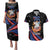 Personalized America History Began 4th of July Couples Matching Puletasi and Hawaiian Shirt Fire Bald Eagle US Flag