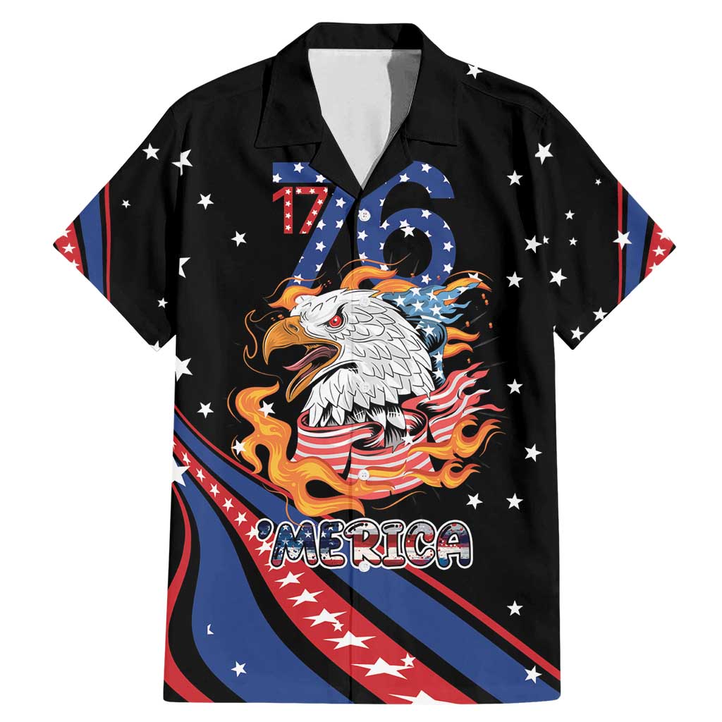 Personalized America History Began 4th of July Family Matching Mermaid Dress and Hawaiian Shirt Fire Bald Eagle US Flag