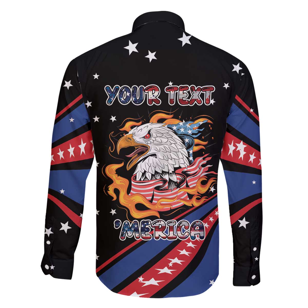 Personalized America History Began 4th of July Family Matching Off The Shoulder Long Sleeve Dress and Hawaiian Shirt Fire Bald Eagle US Flag