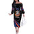 Personalized America History Began 4th of July Family Matching Off The Shoulder Long Sleeve Dress and Hawaiian Shirt Fire Bald Eagle US Flag