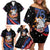 Personalized America History Began 4th of July Family Matching Off Shoulder Short Dress and Hawaiian Shirt Fire Bald Eagle US Flag